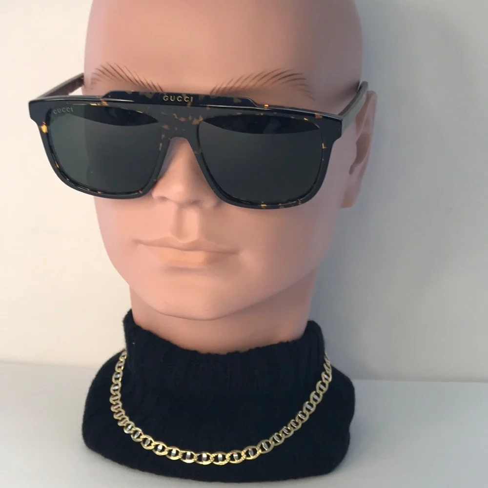 New - Authentic GUCCI GG1039S 002 sunglass dark havana frame green light mirror